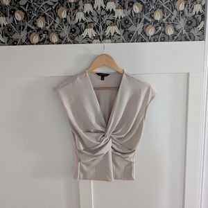 Banana Republic Factory Beige Twist Front Blouse